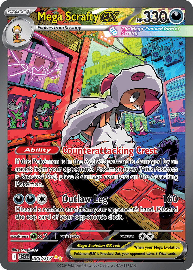scrafty pokemon cards [PSA 10] MEGA ex Weakness Grass ×2 Retreat Cost Scrafty Illustration Rare (139) 2025