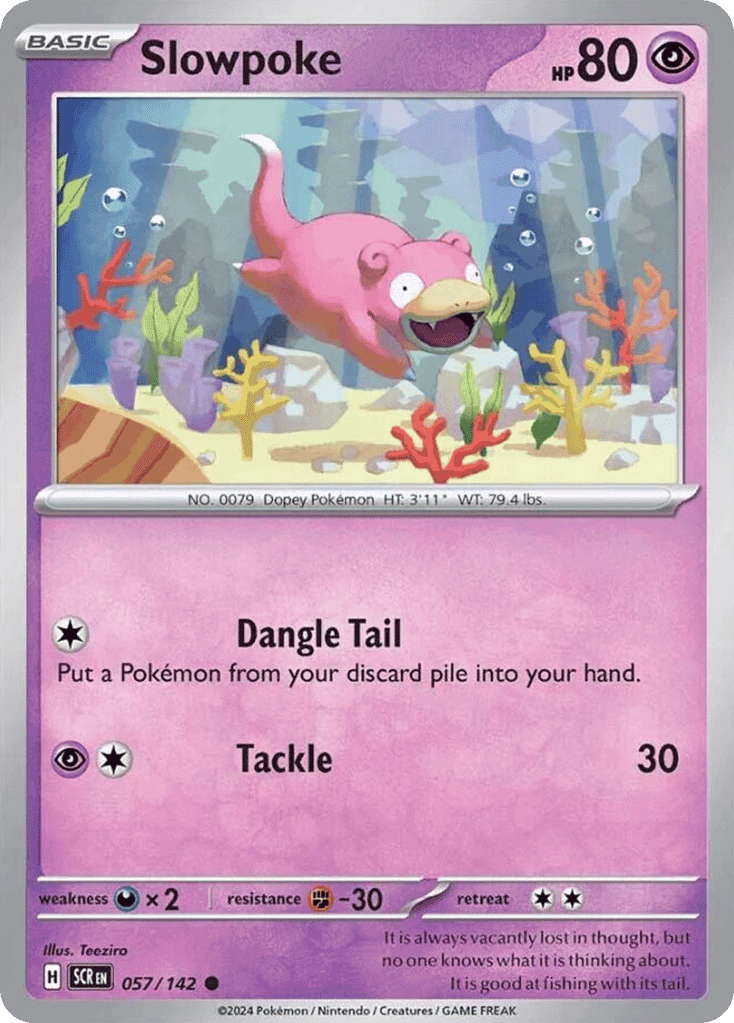 rare slowpoke pokemon card - 079/165 - Pokemon 151 - Reverse Foil Water / 70 / Basic Attack 1 Slowpoke #057/142 - Stellar Crown