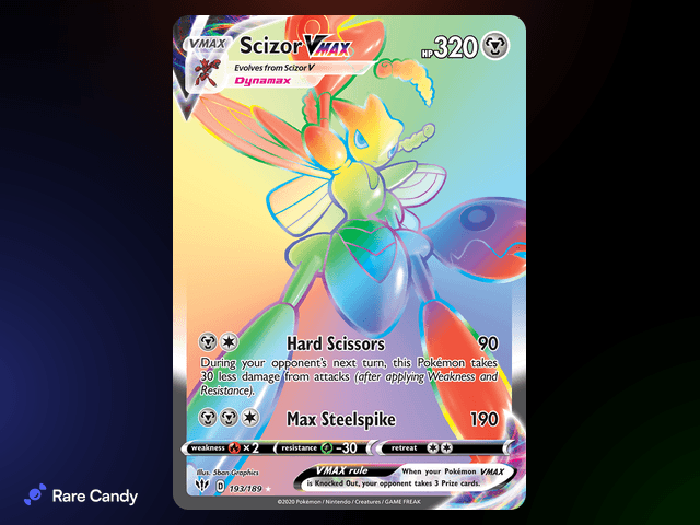 Scizor VMAX Rainbow Rare 193/189 from Pokémon Darkness Ablaze
