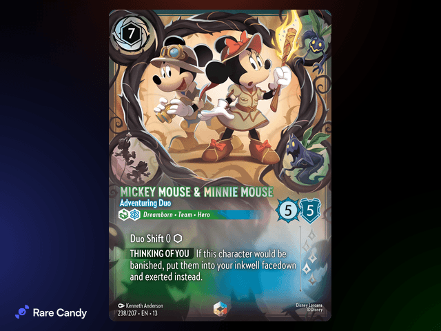 Mickey Mouse & Minnie Mouse - Adventuring Duo Enchanted #238 from Lorcana: Attack of the Vine!