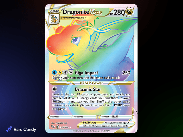 Dragonite VSTAR Rainbow Rare 081/078 from Pok�mon GO
