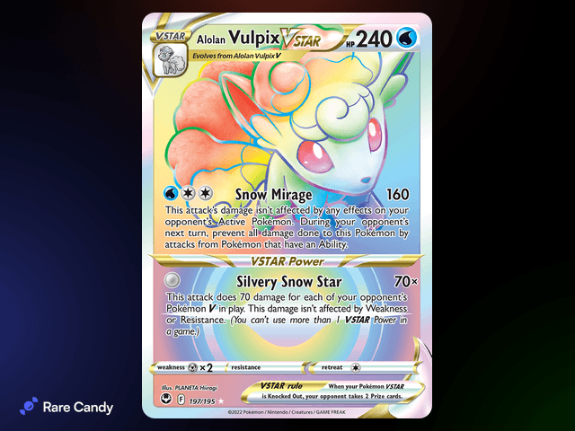 Alolan Vulpix VSTAR Rainbow Rare 197/195 from Pok�mon Silver Tempest