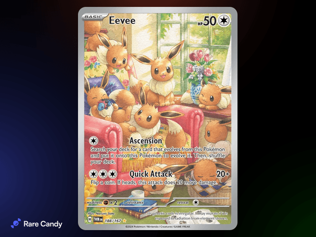Cozy Pokémon card Eevee Twilight Masquerade 188 living room watercolor Illustration Rare