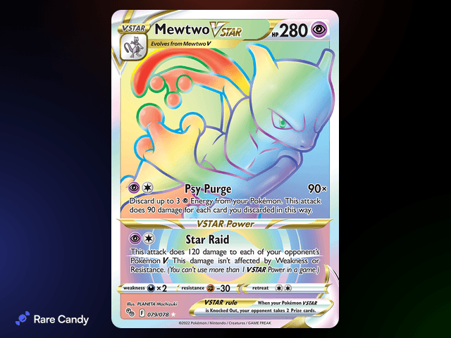 Mewtwo VSTAR Rainbow Rare 079/078 from Pok�mon GO