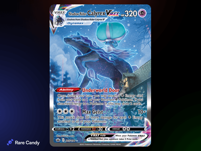 Shadow Rider Calyrex VMAX Alternate Art Secret Rare 205/198 from Pokémon Chilling Reign