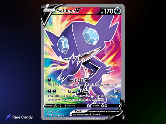 Sableye V Ultra Rare 194/202 from Pokémon Sword & Shield