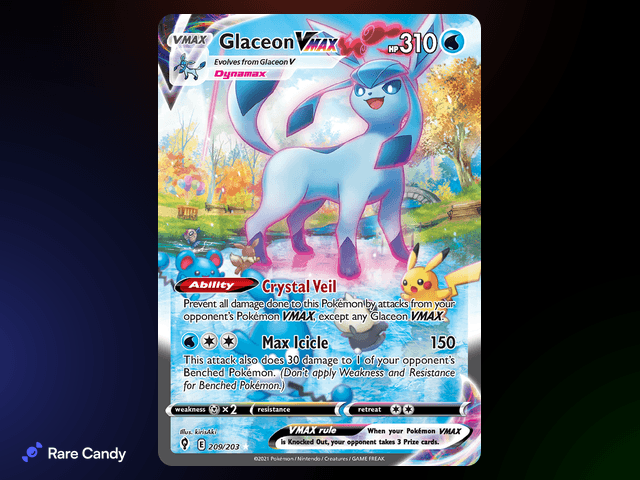 Glaceon VMAX Alternate Art Secret Rare 209/203 from Pok�mon Evolving Skies
