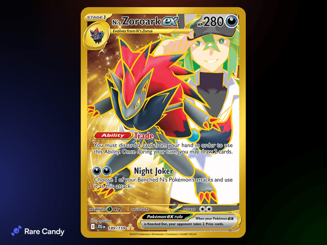 N's Zoroark ex Hyper Rare 189/159 from Pokémon Journey Together