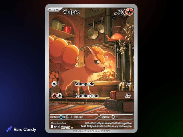 Cozy Pokémon card Vulpix Mega Evolution 138 fireplace cottage Illustration Rare