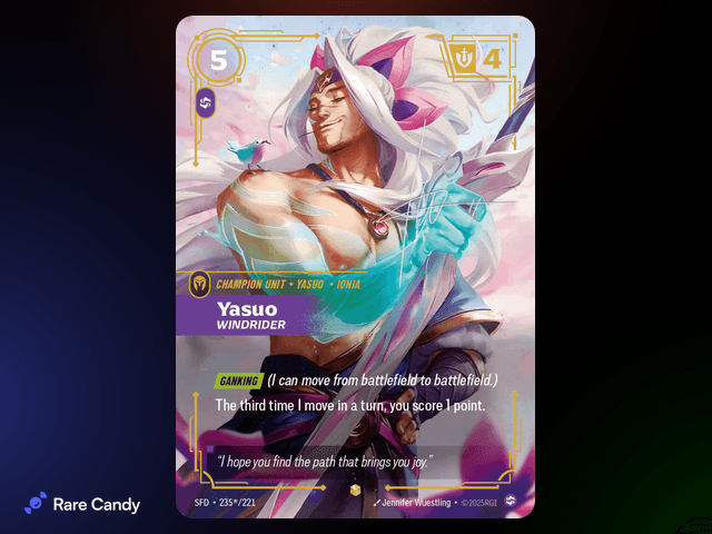 Yasuo: Windrider Signature 235*/221 from Riftbound: Spiritforged