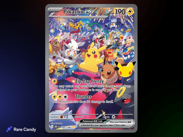 #5 Pikachu ex SIR (fireworks night) — 30th Celebration