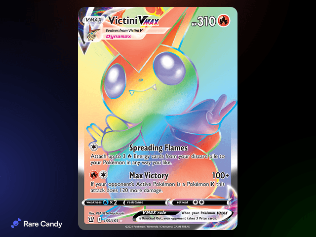 Victini VMAX Rainbow Rare 165/163 from Pokémon Battle Styles