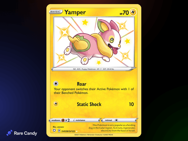 Shiny Yamper SV039/SV122 from Pokémon Shining Fates Shiny Vault