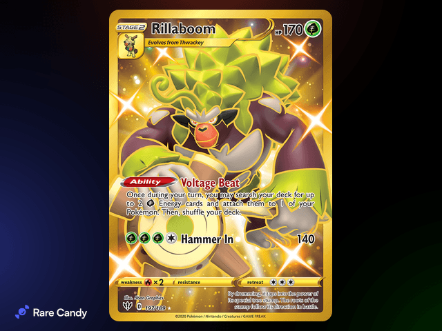 Rillaboom Gold Secret Rare 197/189 from Pokémon Darkness Ablaze