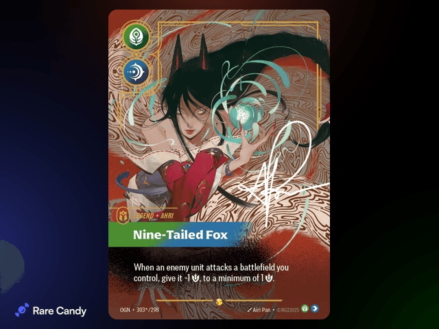 Ahri: Nine-tailed Fox Signature 303*/298 from Riftbound: Origins