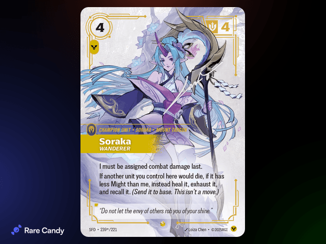 Soraka: Wanderer Signature 239*/221 from Riftbound: Spiritforged