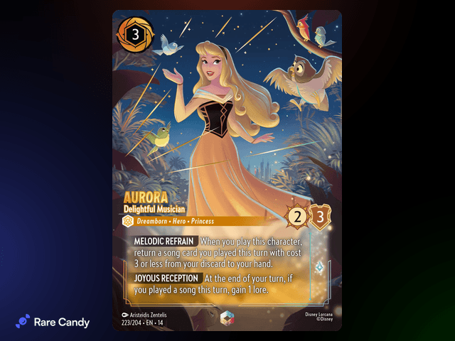 Aurora - Delightful Musician Enchanted #223 from Lorcana: Hyperia City