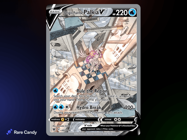 Origin Forme Palkia V Alternate Art Ultra Rare 167/189 from Pokémon Astral Radiance