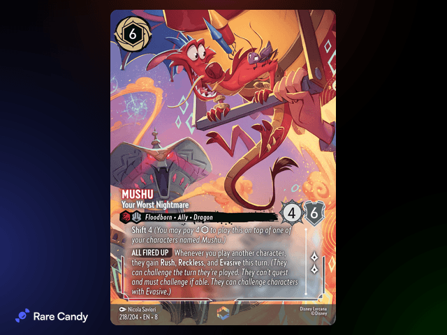 Mushu - Your Worst Nightmare Enchanted #218 from Lorcana: Reign of Jafar