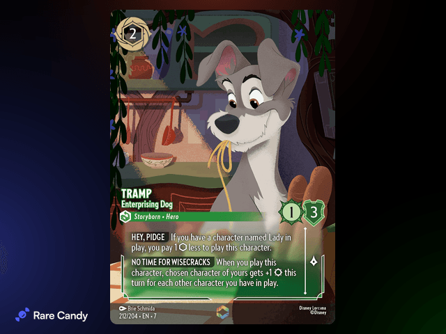 Tramp - Enterprising Dog Enchanted #212 from Lorcana: Archazia's Island
