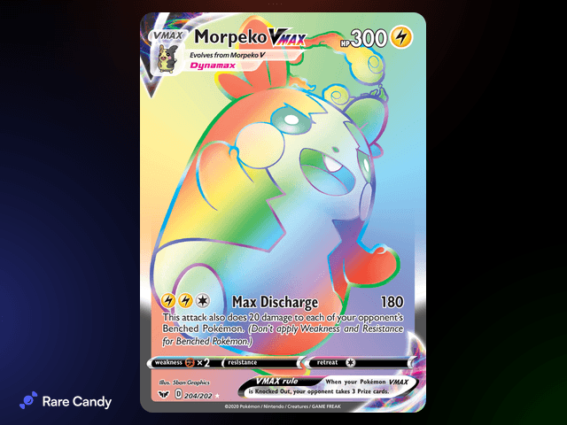 Morpeko VMAX Rainbow Rare 204/202 from Pokémon Sword & Shield