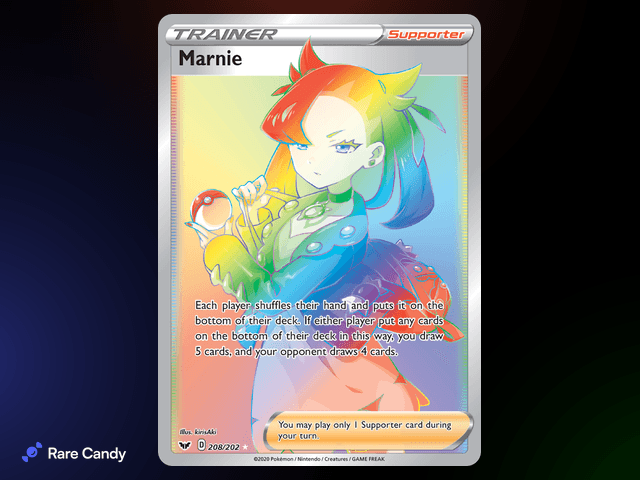 Marnie Rainbow Rare 208/202 from Pokémon Sword & Shield