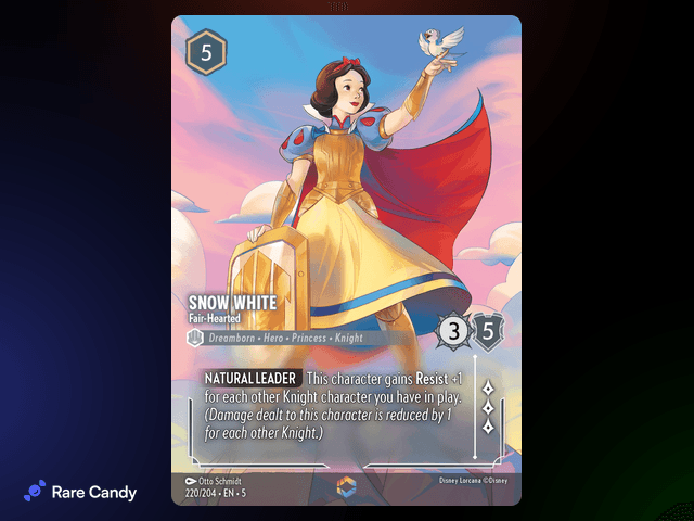 Snow White - Fair-Hearted Enchanted #220 from Lorcana: Shimmering Skies