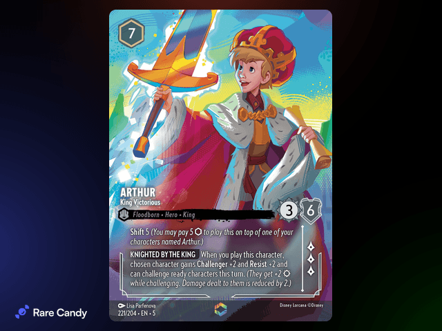 Arthur - King Victorious Enchanted #221 from Lorcana: Shimmering Skies