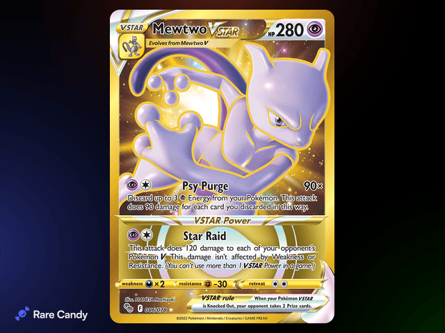 Mewtwo VSTAR Gold Secret Rare 086/078 from Pok�mon GO