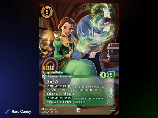 Belle - Exceptional Writer Enchanted #230 from Lorcana: Hyperia City
