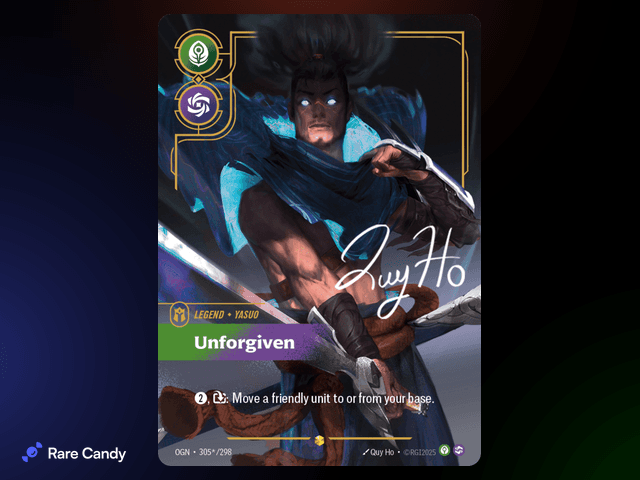 Yasuo: Unforgiven Signature 305*/298 from Riftbound: Origins