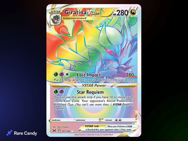 Giratina VSTAR Rainbow Rare 201/196 from Pok�mon Lost Origin