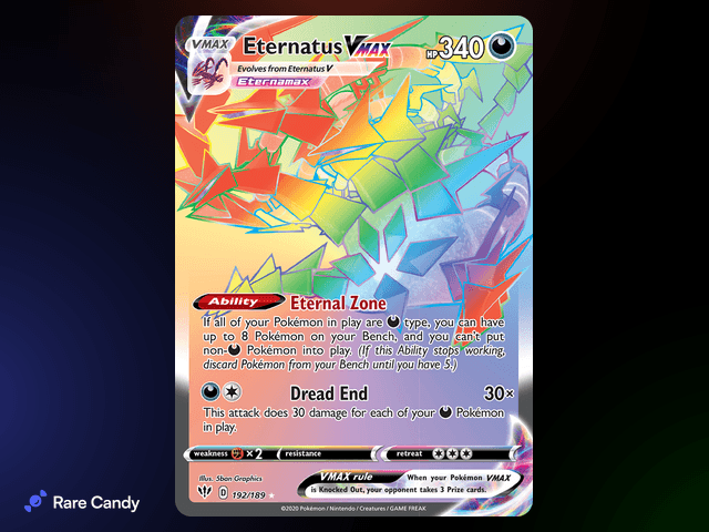 Eternatus VMAX Rainbow Rare 192/189 from Pokémon Darkness Ablaze