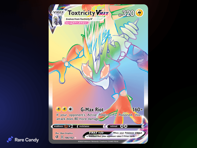 Toxtricity VMAX Rainbow Rare 196/192 from Pokémon Rebel Clash