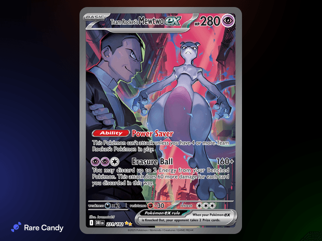Team Rocket's Mewtwo ex Special Illustration Rare 231/182 from Pokémon Destined Rivals