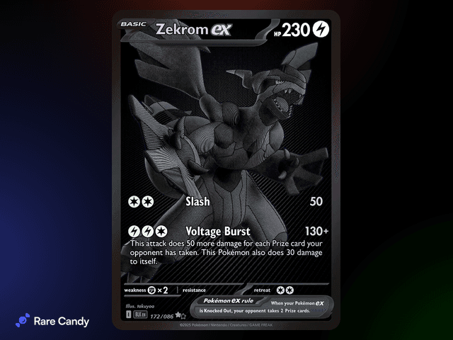 Zekrom ex Black White Rare 172/086 from Pokémon Black Bolt