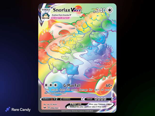 Snorlax VMAX Rainbow Rare 206/202 from Pokémon Sword & Shield