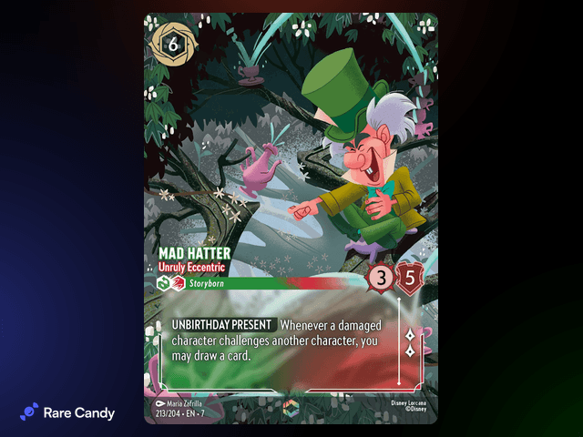 Mad Hatter - Unruly Eccentric Enchanted #213 from Lorcana: Archazia's Island
