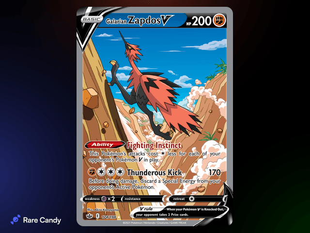 Galarian Zapdos V Alternate Art Ultra Rare 174/198 from Pokémon Chilling Reign
