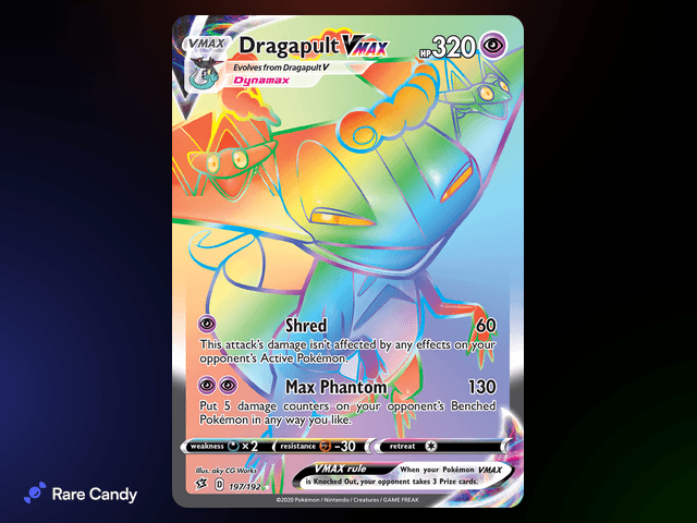 Dragapult VMAX Rainbow Rare 197/192 from Pokémon Rebel Clash