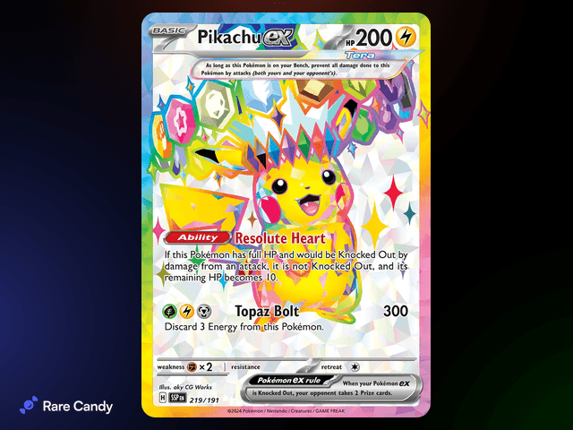 Pikachu ex Ultra Rare 219/191 from Pokémon Surging Sparks