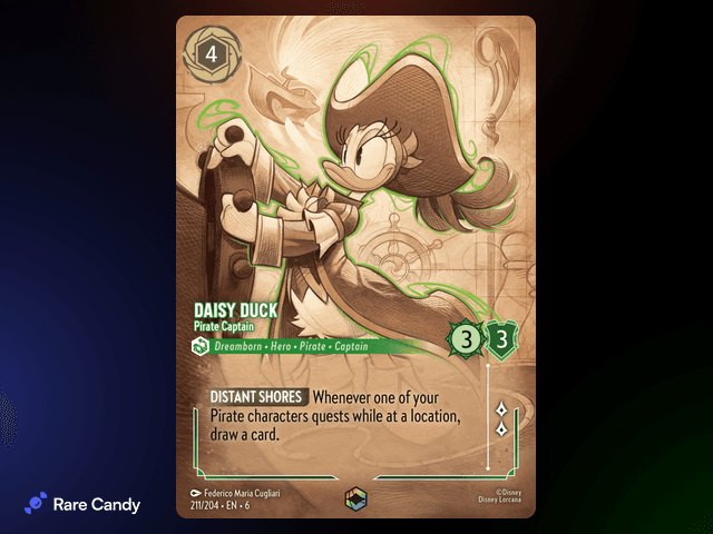 Daisy Duck - Pirate Captain Enchanted #211 from Lorcana: Azurite Sea