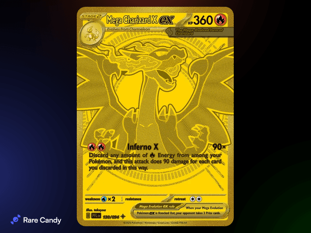 Mega Charizard X ex Mega Hyper Rare 130/094 from Pokémon Phantasmal Flames