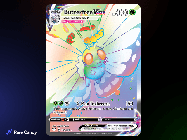 Butterfree VMAX Rainbow Rare 190/189 from Pokémon Darkness Ablaze
