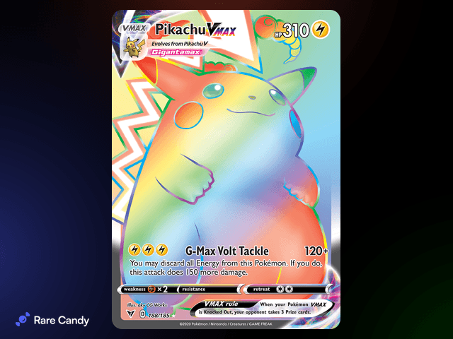 Pikachu VMAX Rainbow Rare 188/185 from Pokémon Vivid Voltage