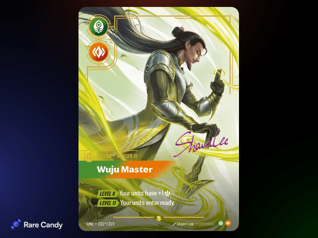 Master Yi: Wuju Master Signature 231*/219 from Riftbound: Unleashed