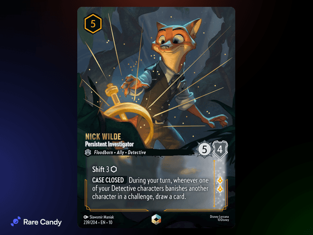 Nick Wilde - Persistent Investigator Enchanted #239 from Lorcana: Whispers in the Well