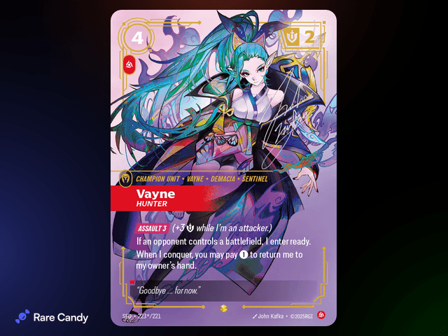 Vayne: Hunter Signature 223*/221 from Riftbound: Spiritforged