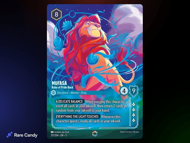 Mufasa - Ruler of Pride Rock Enchanted #217 from Lorcana: Shimmering Skies