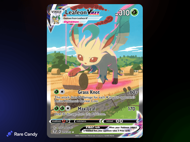 Leafeon VMAX Alternate Art Secret Rare 205/203 from Pok�mon Evolving Skies